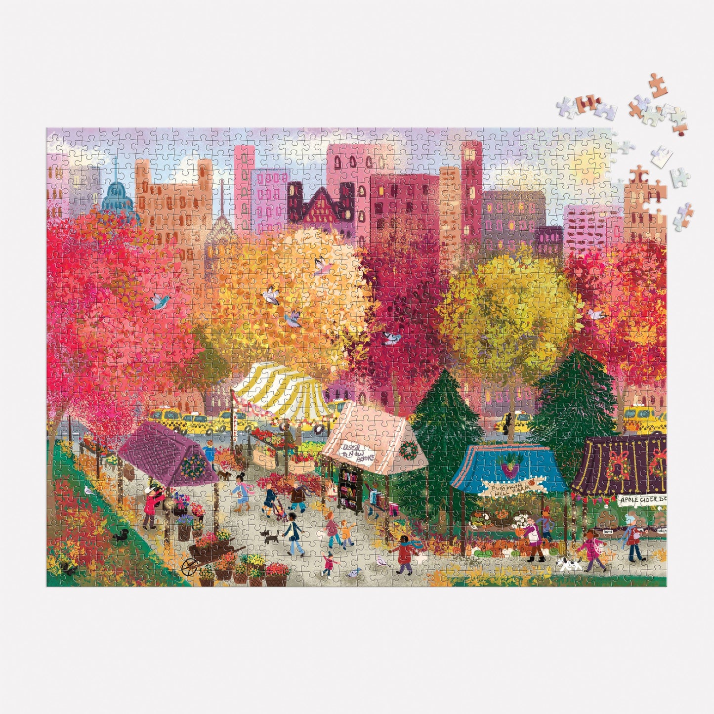 Joy Laforme Autumn at the City Market 1000 Piece Puzzle