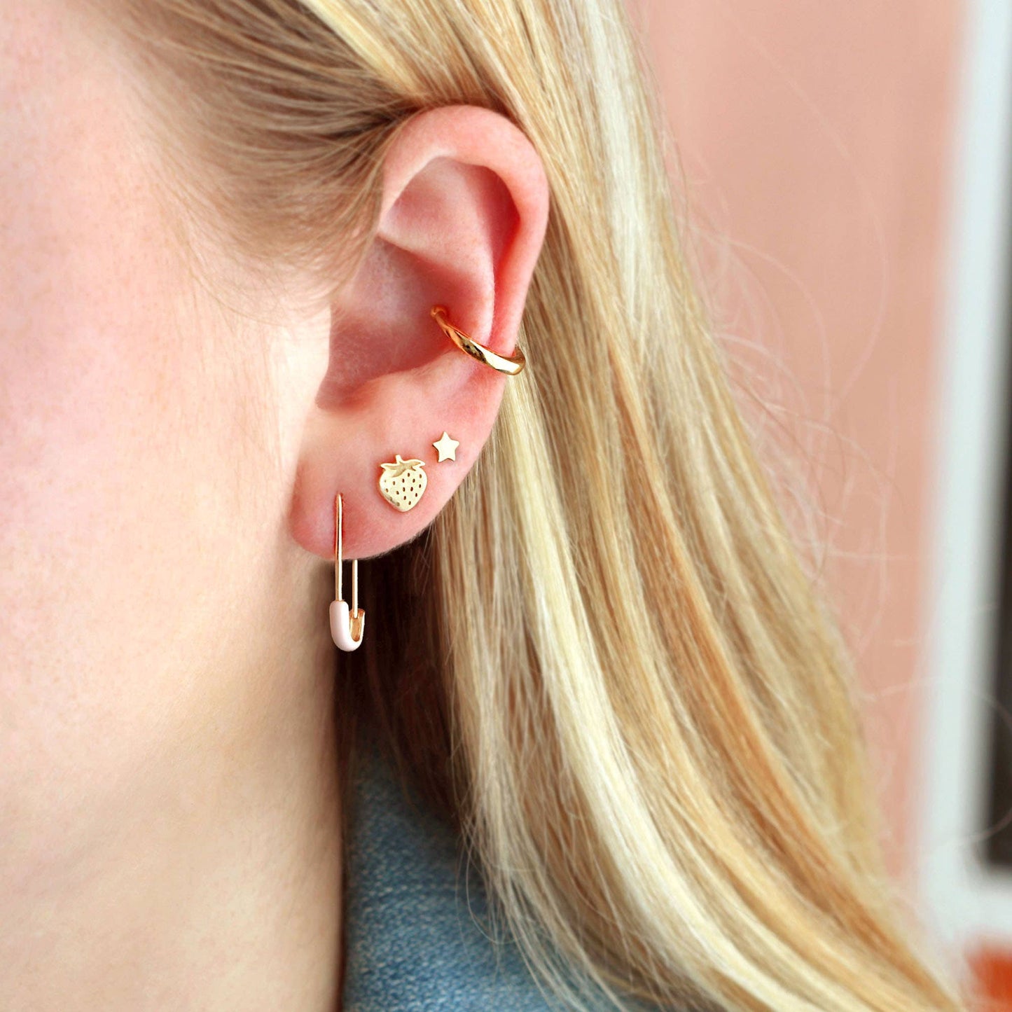 Sterling Silver Strawberry Stud Earrings