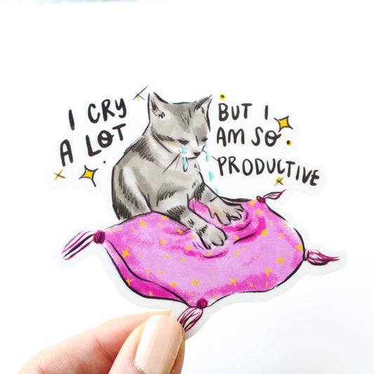 I Cry A Lot Cat Vinyl Sticker