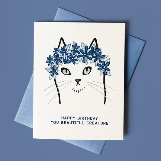 Happy Birthday You Beautiful Creature - Risograph Card