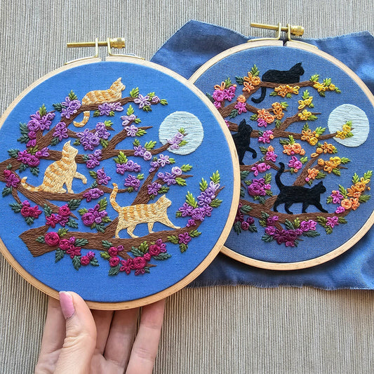 Cats & Full Moon Embroidery Kit