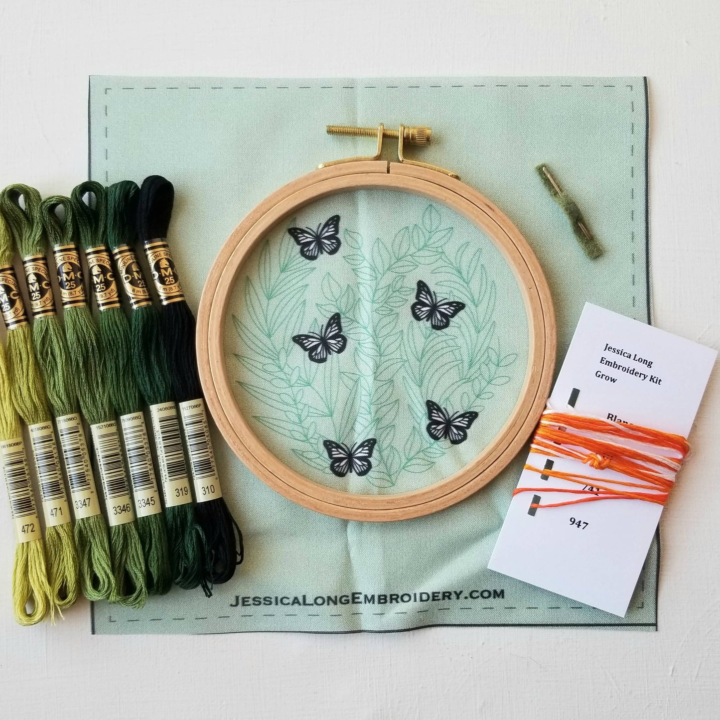 "Love Grows" Butterfly Hand Embroidery Kit