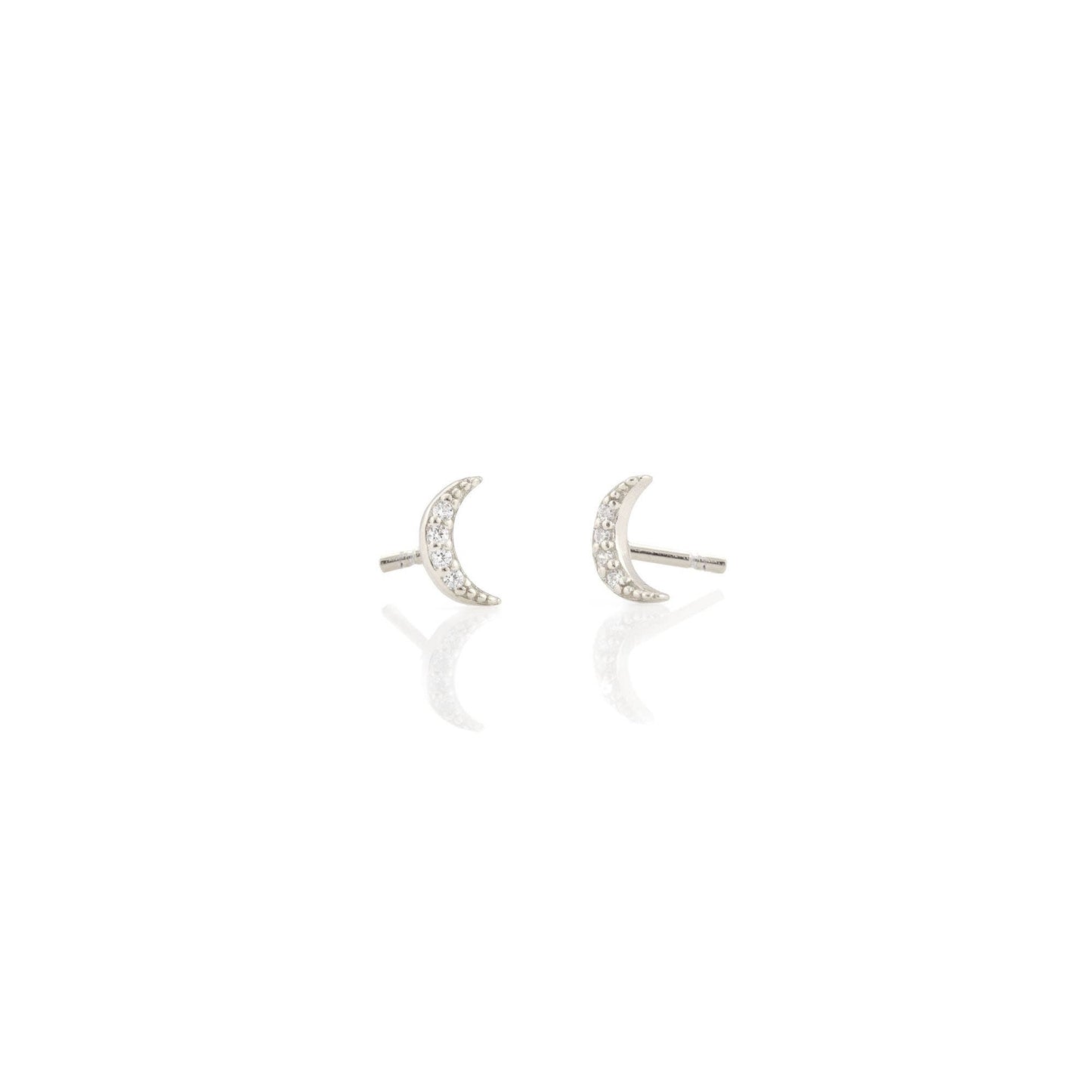 Crescent Moon Crystal Stud Earrings