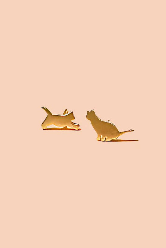 Cat Therapy Studs - 18K Gold Plated